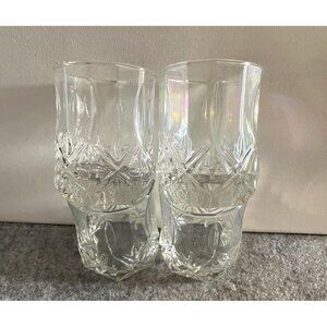 4 Cridtal D'Arques Brighton Clear With Iridescent Shine Old Fashion Glasses   #